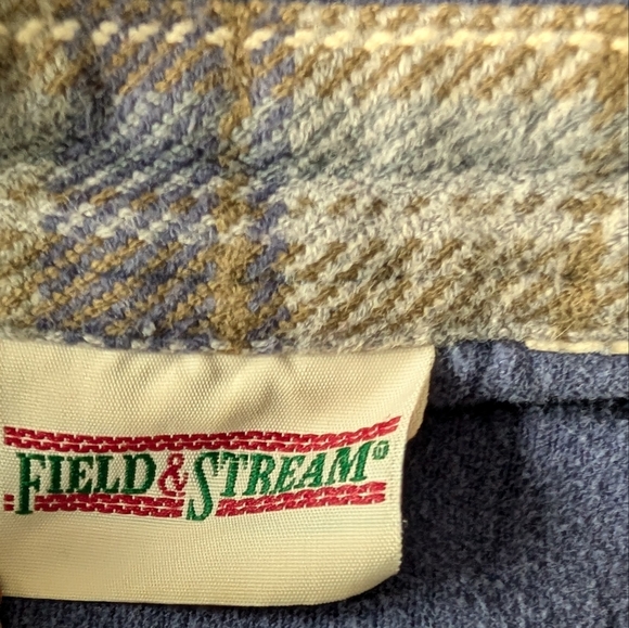 Vintage Field & Stream Blue Chamois Cloth Flannel Button Up Work Utility Shirt M - Picture 14 of 15
